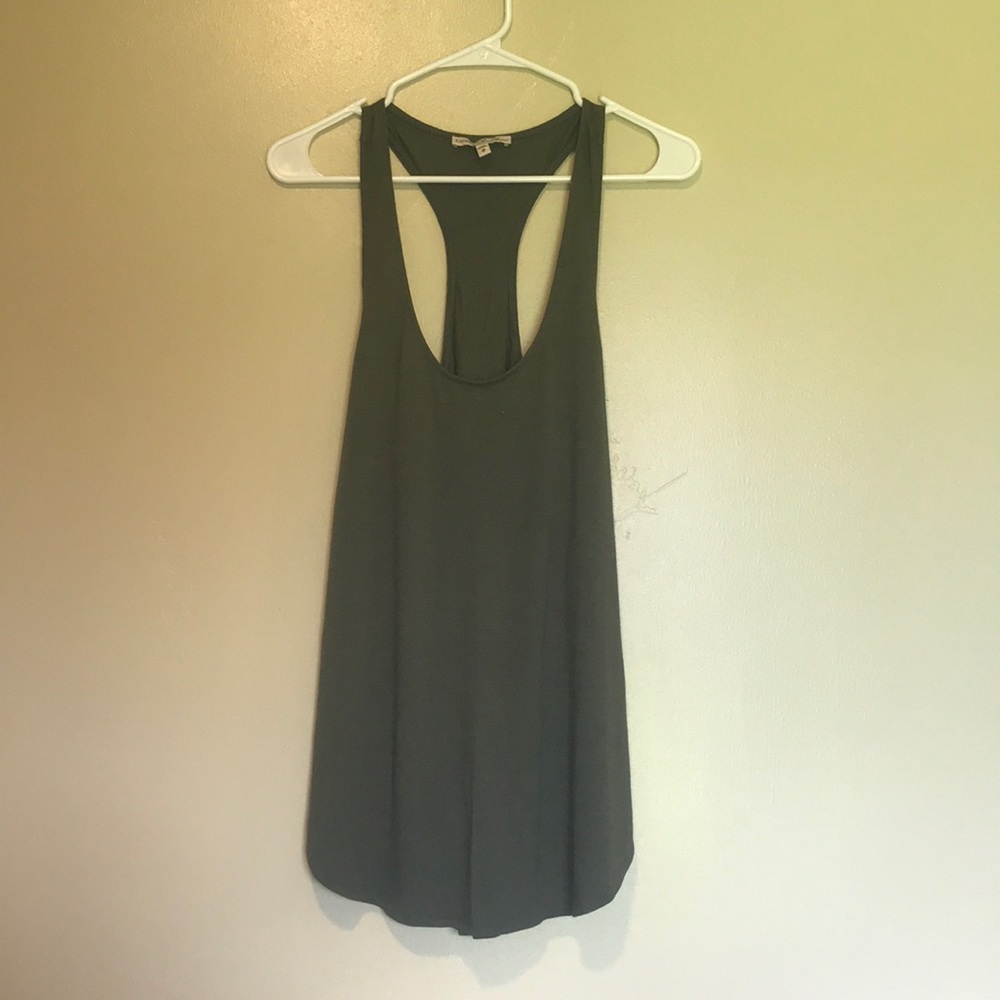 Olive green razorback tank top